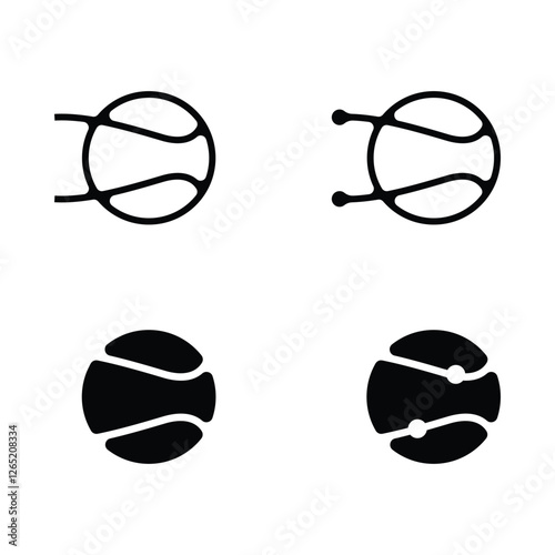 Connected Round Shape Vector padel ball lines with modern touch, connection, technology,