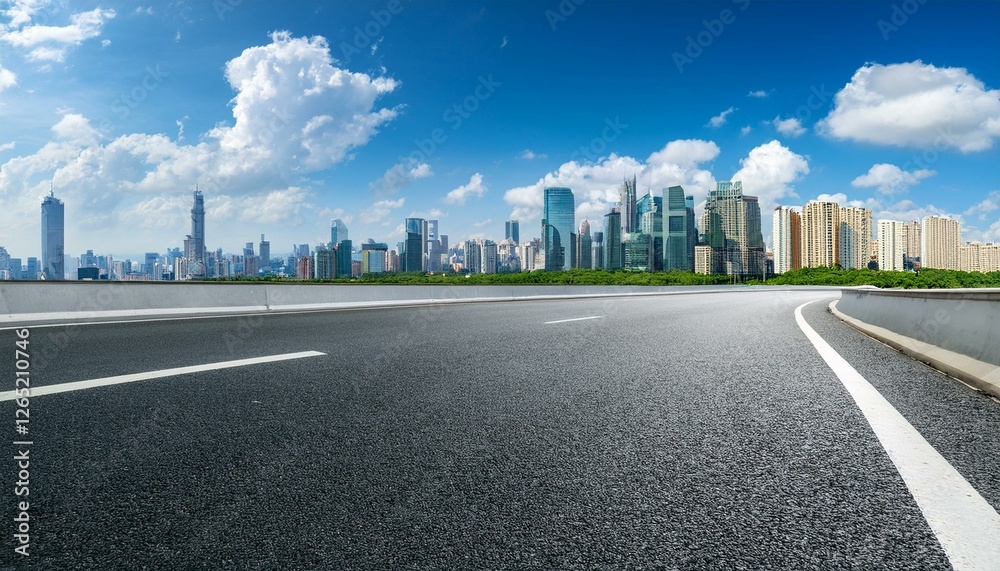 asphalt highway road and city skyline with modern buildings scenery under blue sky urban road background asphalt highway road and city skyline with modern buildings scenery under blue sky urban road background