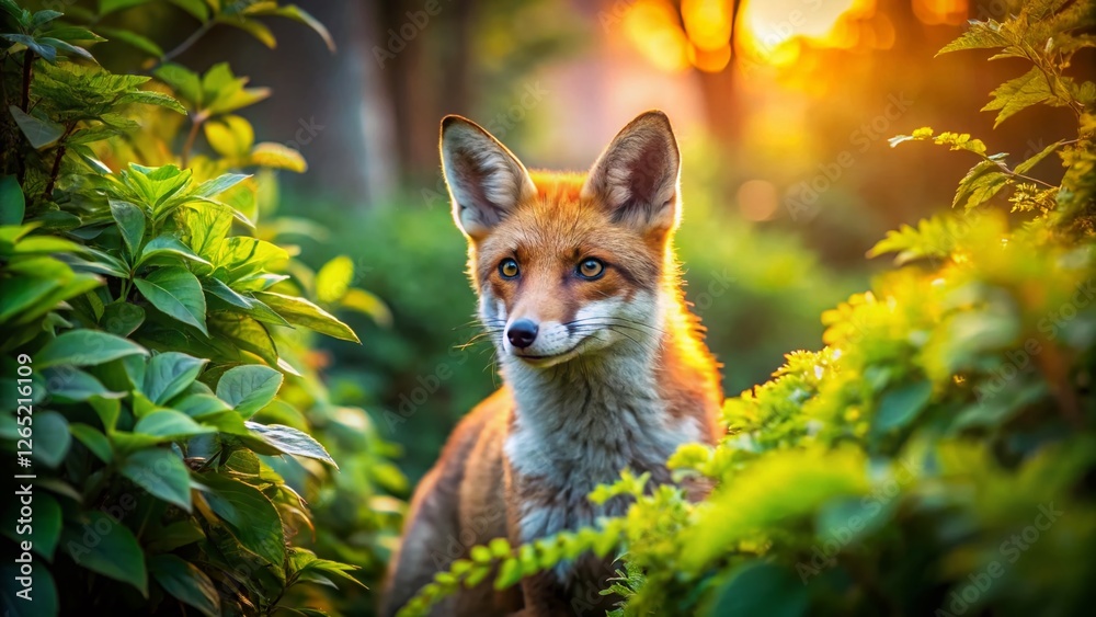 Obraz premium Urban Fox in Garden - Wildlife Photography - Copy Space Left