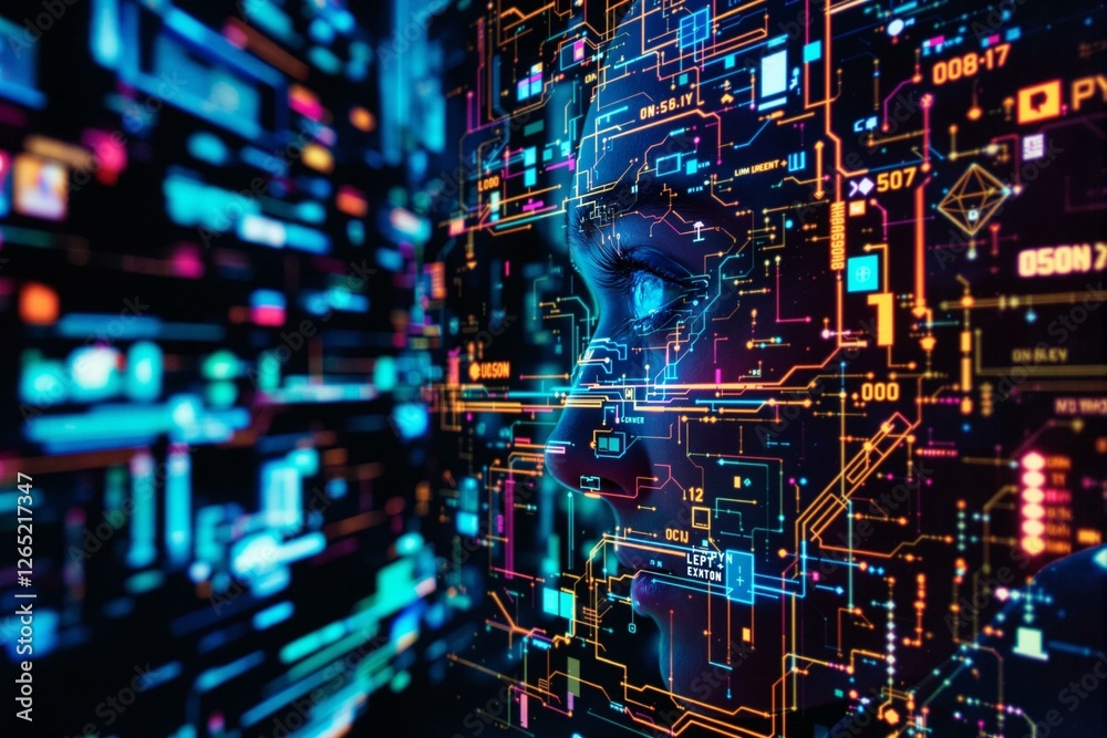 Cinematic Cyberpunk Hacker with Holographic Interfaces Cinematic Cyberpunk Hacker with Holographic Interfaces