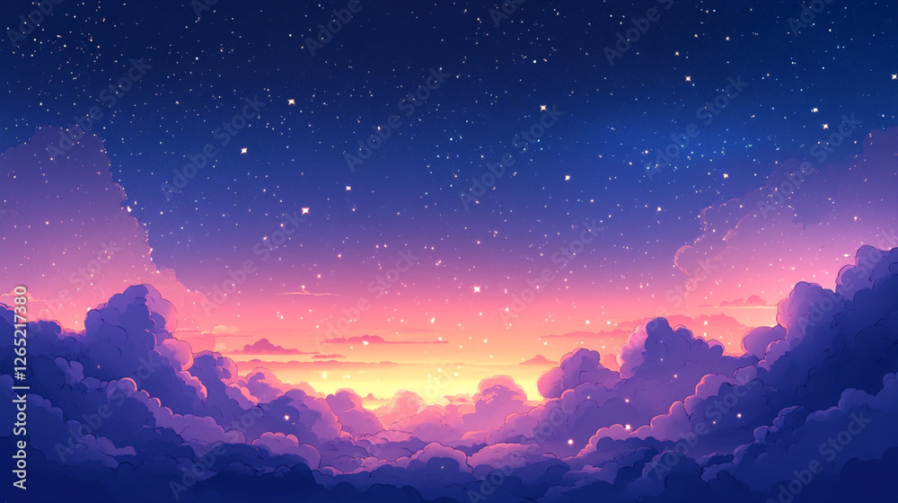 A beautiful night sky with a purple and orange sunset A beautiful night sky with a purple and orange sunset