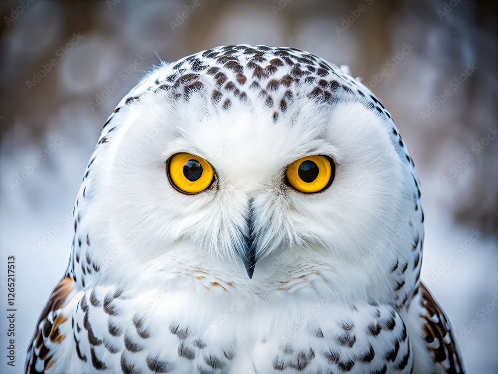 Obraz premium Snowy Owl Portrait - Minimalist AI Art