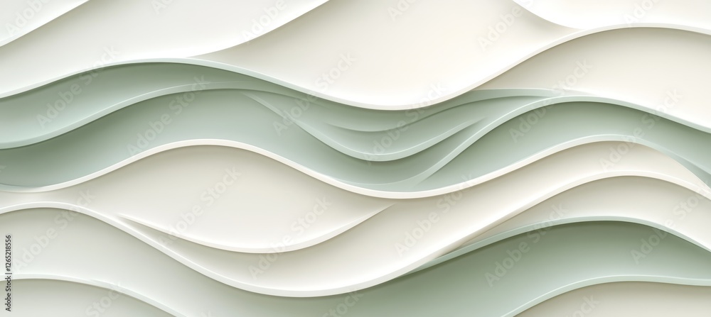 Obraz premium Seamless Sage Green Abstract Waves, 3D Low Profile Style Textured Background, Perfect for Designs