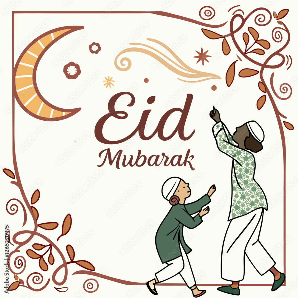 Obraz premium Ramadan & Eid Mubarak vector illustration