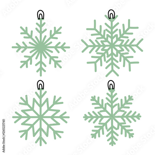 Snowflakes are like Toys for the Christmas Tree. barbed elements are blue on white with a loop. Isolated snow forms. Winter icons. symbol of snow or snowflakes. Snow. Winter objects are fluffy element