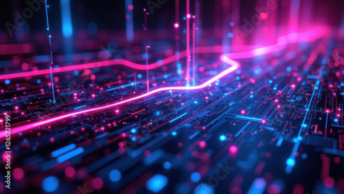 Dynamic digital technology with interconnected lines of light, representing concepts like cloud computing, DevOps, and data flow.