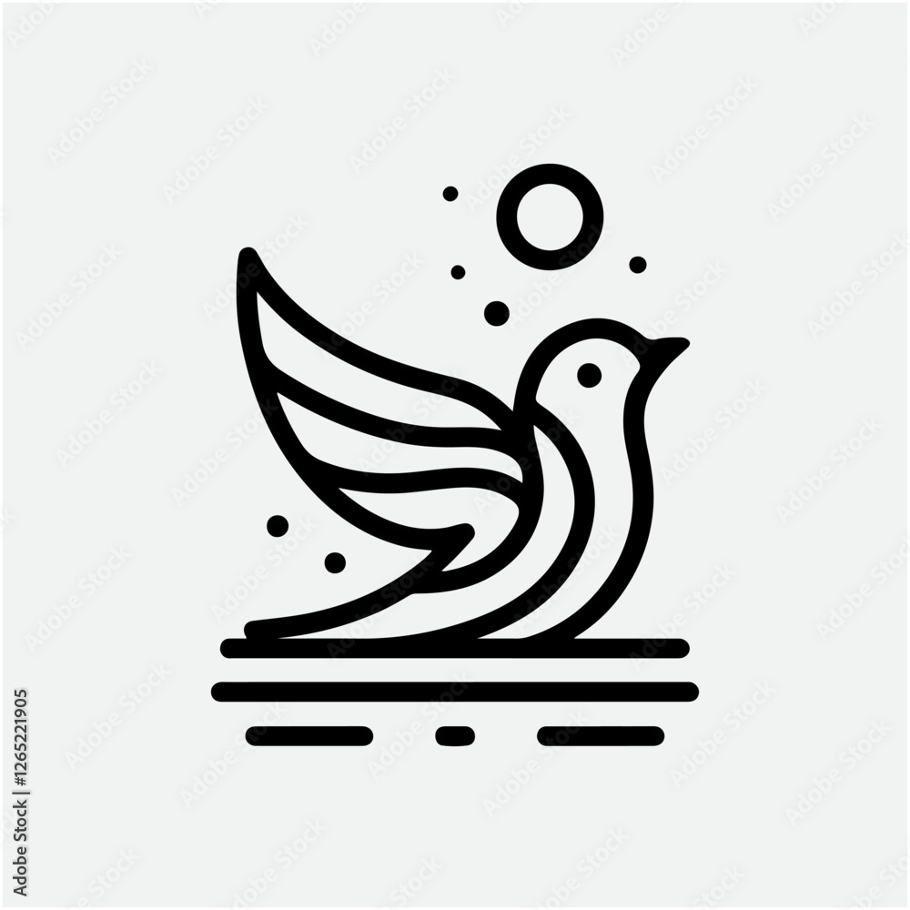 Obraz premium bird line art icon logo vector design, modern logo pictogram design of sparrow or finch bird. minimalist bird icon symbol