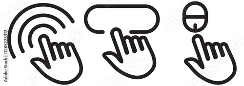 Hand cursor icon set. Click icon vector hand click. Variety  click and Mouse pointer arrow. EPS 10


