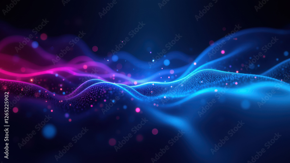 Fototapeta premium Colorful digital abstract with motion and sparkles, representing technology themes like ci/cd, devops, docker, and kubernetes.