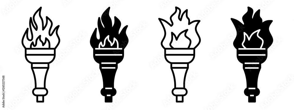 Silhouette of torch icon illustration on white background. Torch icon set for business. Stock vector. Silhouette of torch icon illustration on white background. Torch icon set for business. Stock vector.