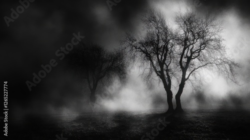 Wallpaper Mural Foggy, dark forest trees, mystery, spooky mood Torontodigital.ca