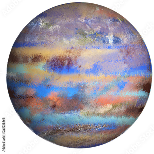 The image depicts a planet composed of elements from various planets in the solar system, layered one on top of another. Elements of 3D rendered illustration were furnished by NASA.