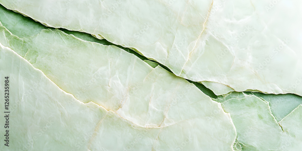 Fototapeta premium The surface of the stone is an uneven light green color with cracks.