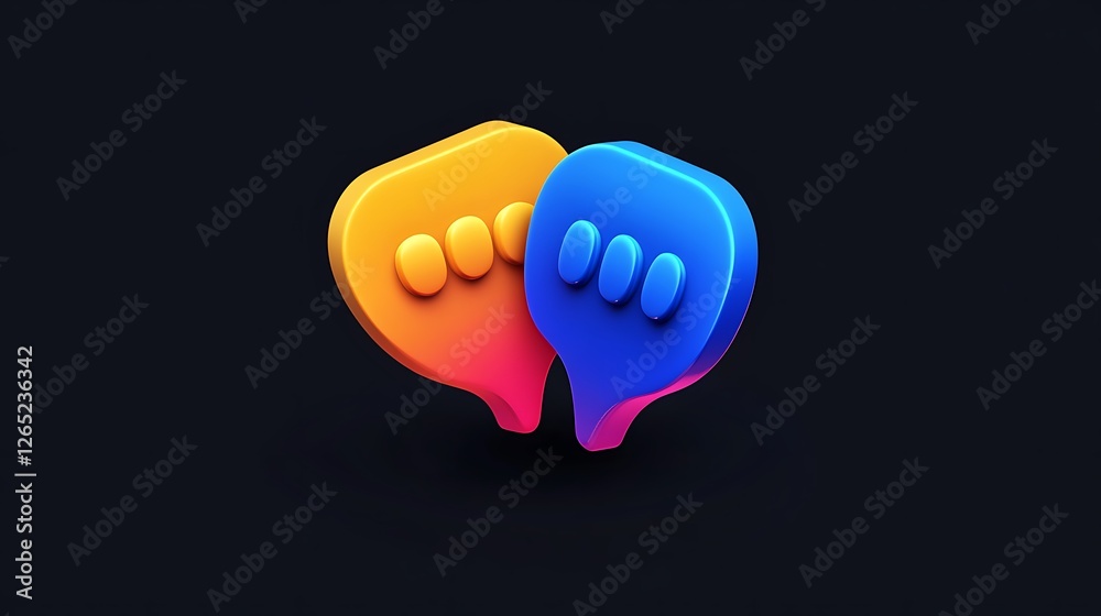 Vibrant 3D Render of Intertwined Chat Bubbles on Dark Background AI Generated Vibrant 3D Render of Intertwined Chat Bubbles on Dark Background AI Generated