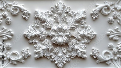 Elegant white floral plaster molding design
