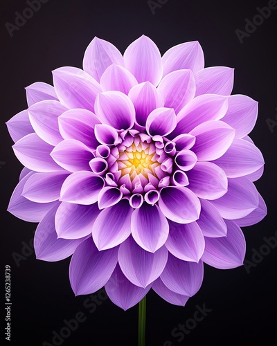 A stunning close-up of a purple dahlia flower showcasing its intricate petals and vibrant color. photo