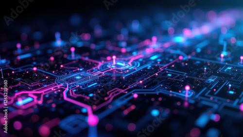 An abstract visualization of cloud computing, with colorful nodes on a grid resembling a cluster map or network of services.