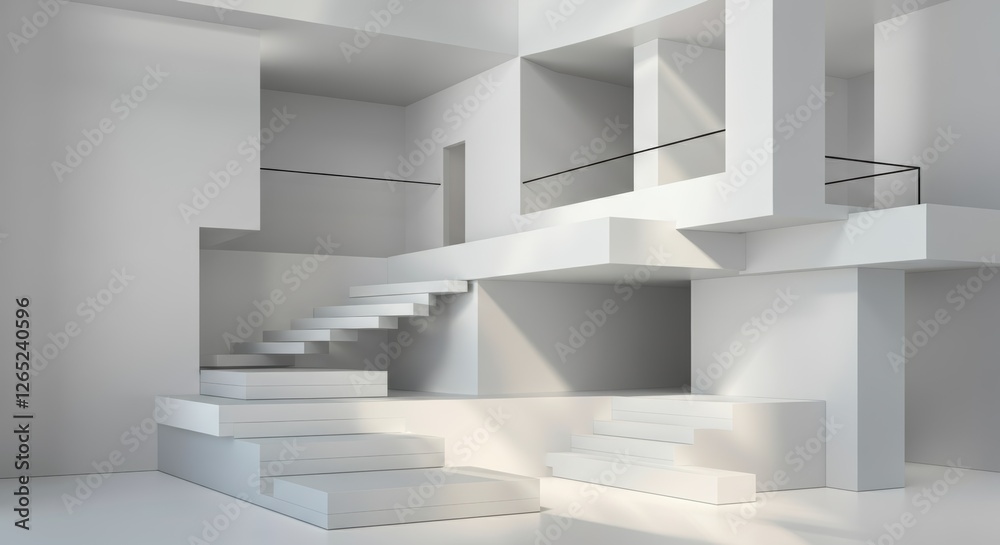 Modern staircase in minimalist interior architecture Modern staircase in minimalist interior architecture