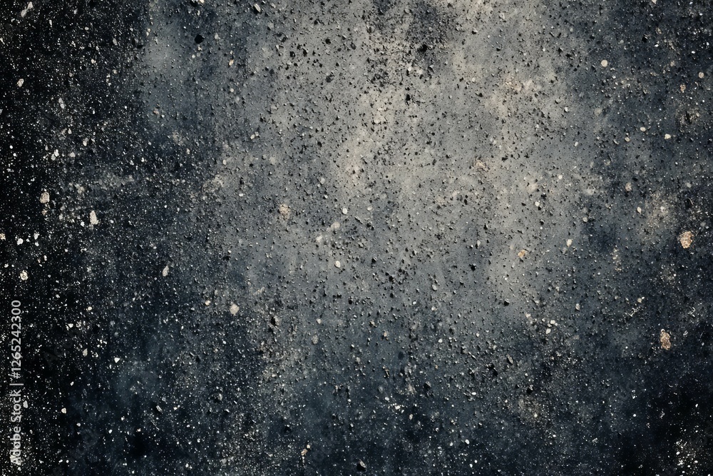 Obraz premium Abstract scratched black surface with white spots. AI generated