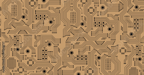 Abstract digital background with technology circuit board texture. Electronic motherboard illustration. Communication and engineering concept. Vector illustration