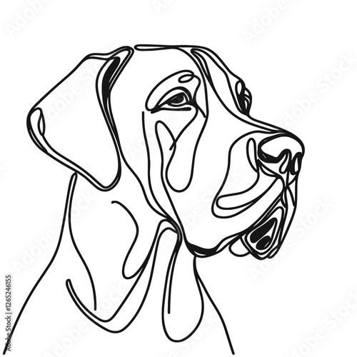 Great Dane breed Dog Continuous one line drawing, inimalist vector illustration design on white background. Simple line modern graphic style. Hand drawn graphic concept