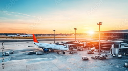 Airplane Sunset Airport Gate Departure Travel