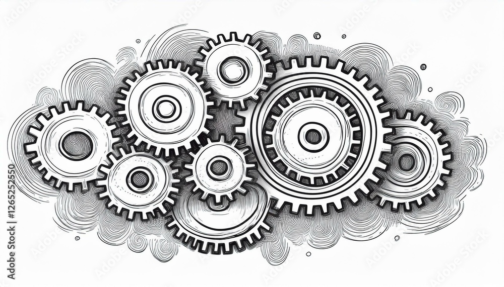 Gear mechanism doodle. Gear wheel hand drawn sketch style icon. Technology engine, idea, team doodle drawn concept. perfect any project. Gear mechanism doodle. Gear wheel hand drawn sketch style icon. Technology engine, idea, team doodle drawn concept. perfect any project.