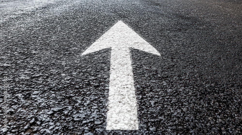 Asphalt road upward arrow, guidance, direction Asphalt road upward arrow, guidance, direction