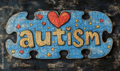 Autism Awareness Campaign: Illustration featuring puzzle pieces forming the word 
