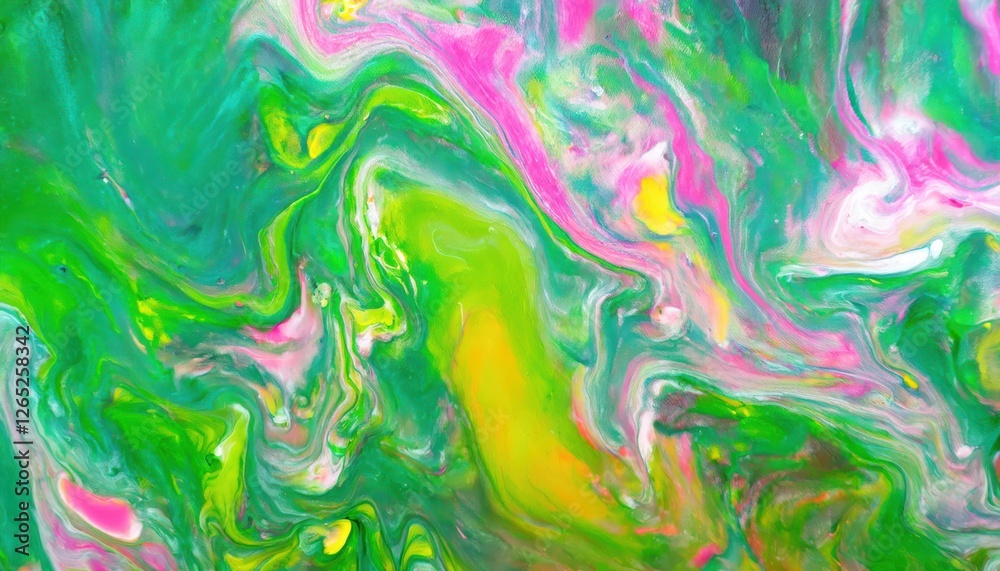 vibrant fluid abstract art with pink, green, and yellow paint swirls creating organic shapes, suitable for modern design projects vibrant fluid abstract art with pink, green, and yellow paint swirls creating organic shapes, suitable for modern design projects