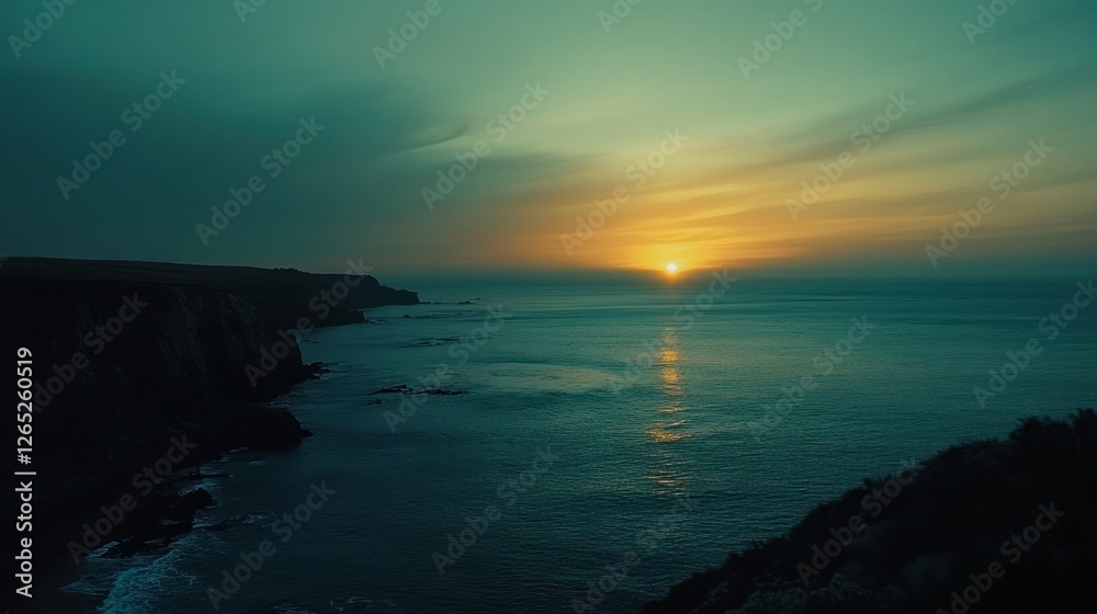 Fototapeta premium Coastal sunset cliff ocean scenic view