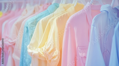 Wallpaper Mural Pastel shirts hanging closet rainbow Torontodigital.ca