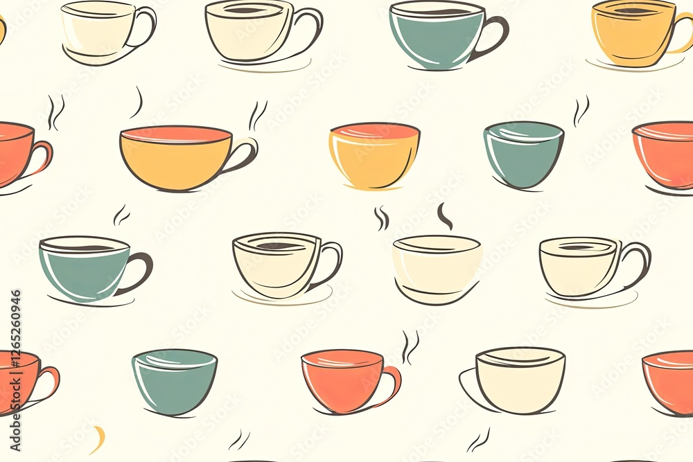 Cup of coffee or tea on background seamless pattern. Cup of coffee or tea on background seamless pattern.