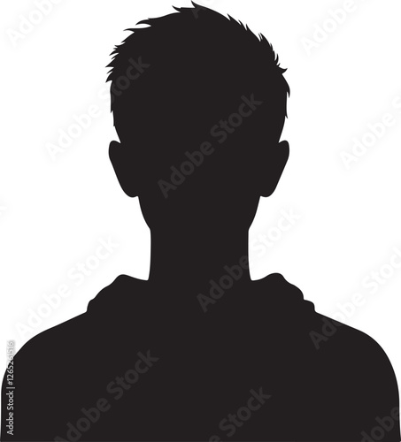 Simple Silhouette of a Teenager's Head and Shoulders