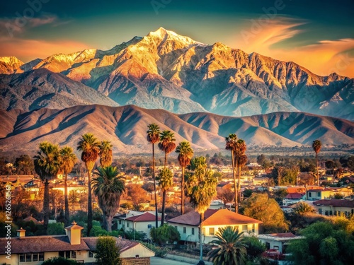 Vintage Postcard: San Gabriel Mountains Panorama from Rancho Cucamonga, Inland Empire, California