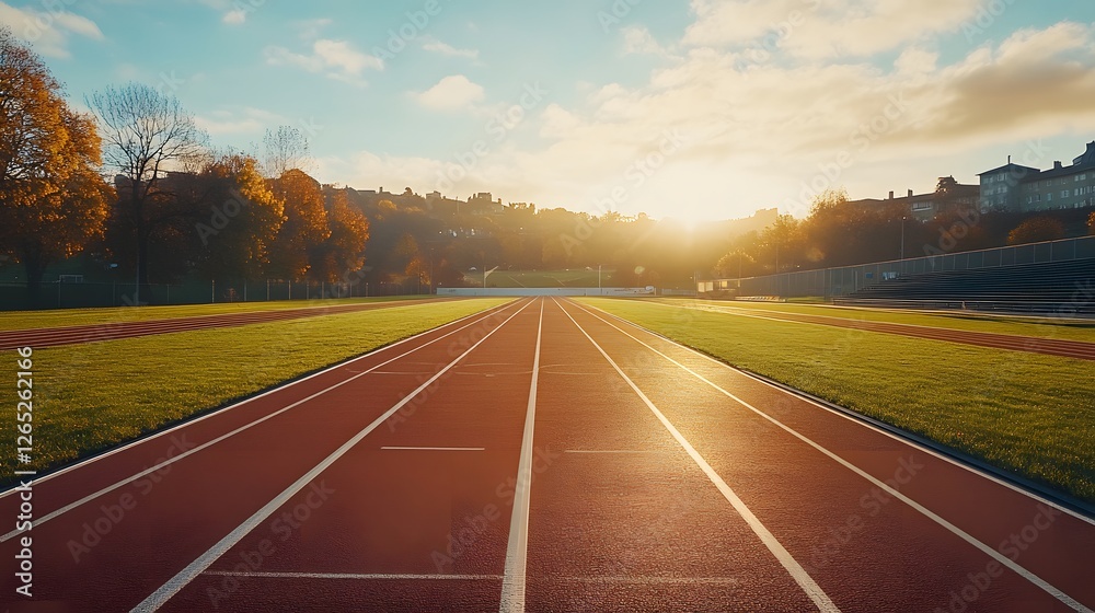 modern athletic field with a pristine running track and smooth race lanes ready for high level track and field competitions modern athletic field with a pristine running track and smooth race lanes ready for high level track and field competitions