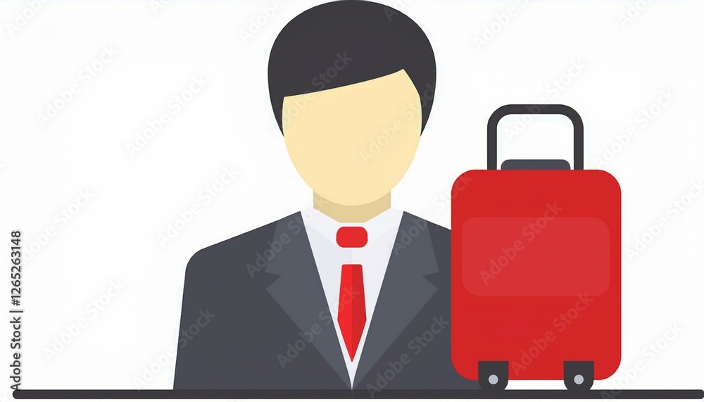 男性会社員とスースケースかばんのイラスト。AIで生成 男性会社員とスースケースかばんのイラスト。AIで生成