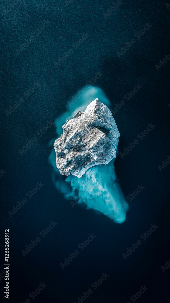 Majestic iceberg floating in deep blue ocean waters on a clear day. Generative AI Majestic iceberg floating in deep blue ocean waters on a clear day. Generative AI