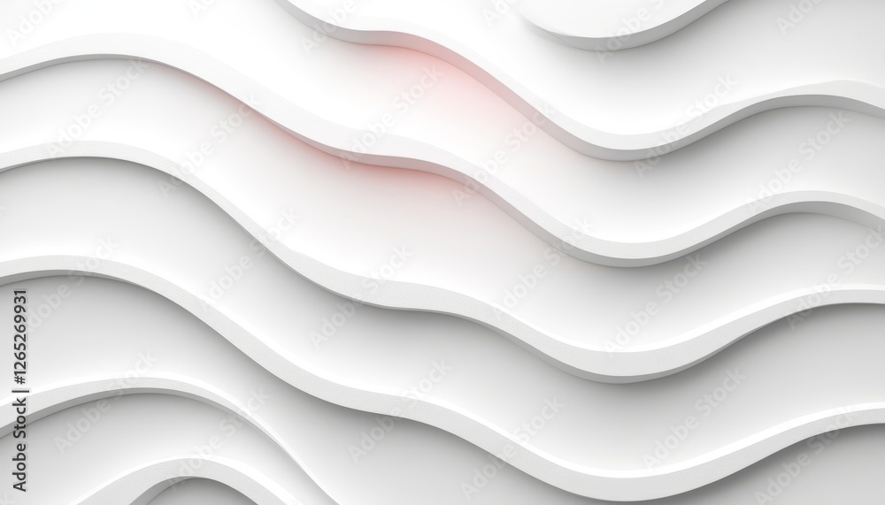 Obraz premium Seamless Soft Blush Wave Texture Pattern, Delicate Gentle 3D Low Profile Style Light Background