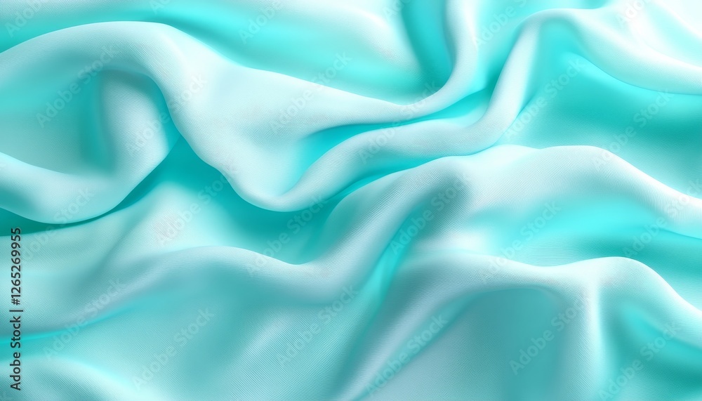 Obraz premium Light Mint to Gentle Seafoam Gradient, Minimalist Monochromatic Wave Texture Pattern Background