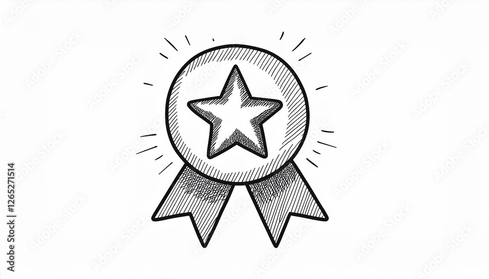 Award star medal doodle icon. Quality ribbon badge medal hand drawn sketch style icon. Winner trophy, quality badge doodle drawn concept. perfect any project. Award star medal doodle icon. Quality ribbon badge medal hand drawn sketch style icon. Winner trophy, quality badge doodle drawn concept. perfect any project.