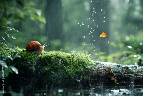 Close-up of a small mushroom growing on a damp forest floor with soft light