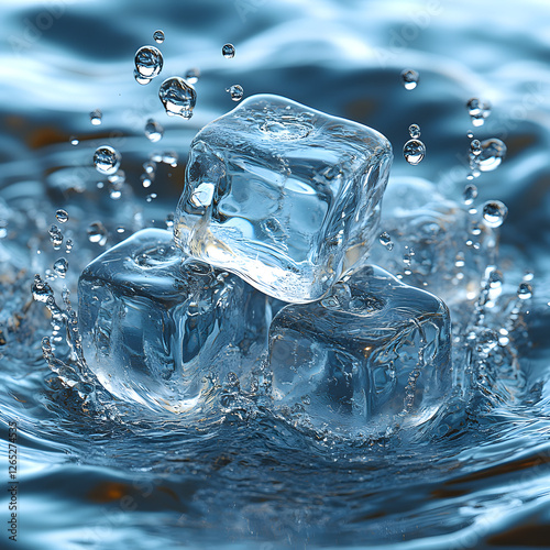ice cubes in water