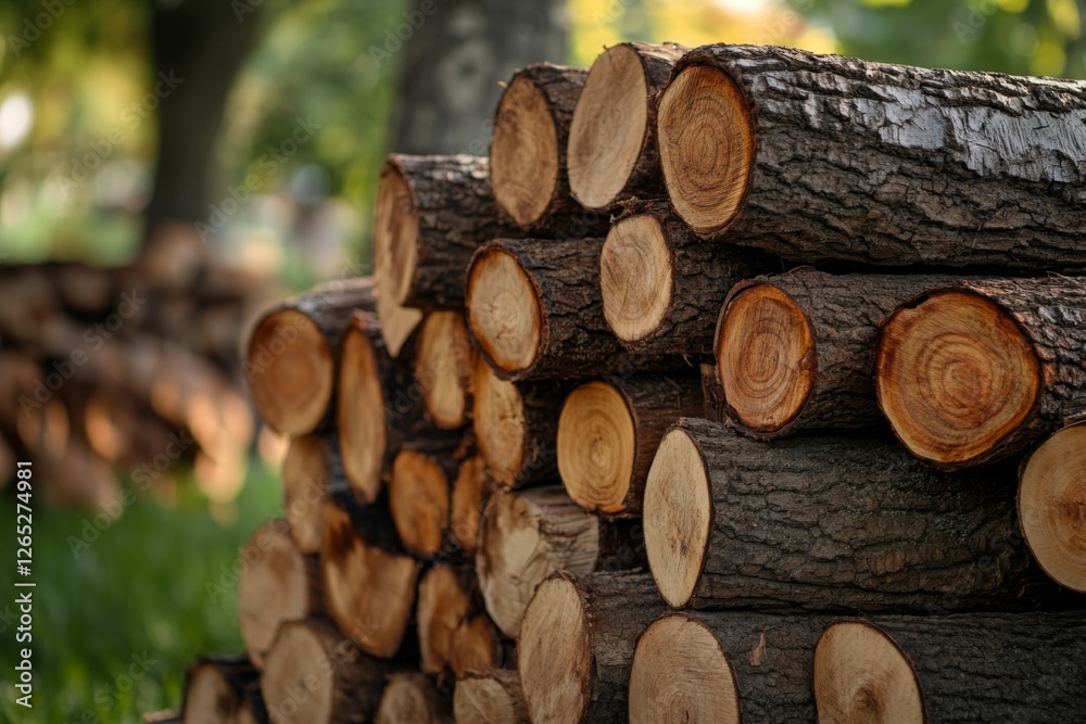 Stack of neatly arranged firewood logs with natural texture Stack of neatly arranged firewood logs with natural texture