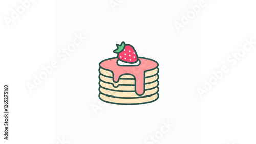 かわいいパンケーキ、イチゴのトッピング