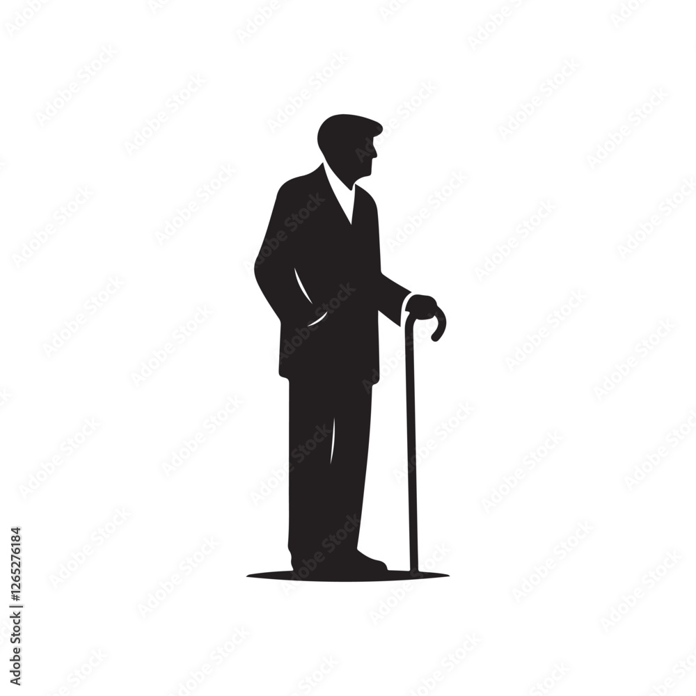 old man with cane silhouette vector art old man with cane silhouette vector art