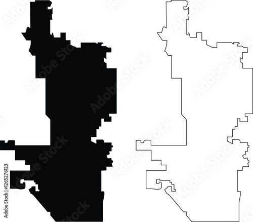 Phoenix city USA vector  map, contour, silhouette, outline