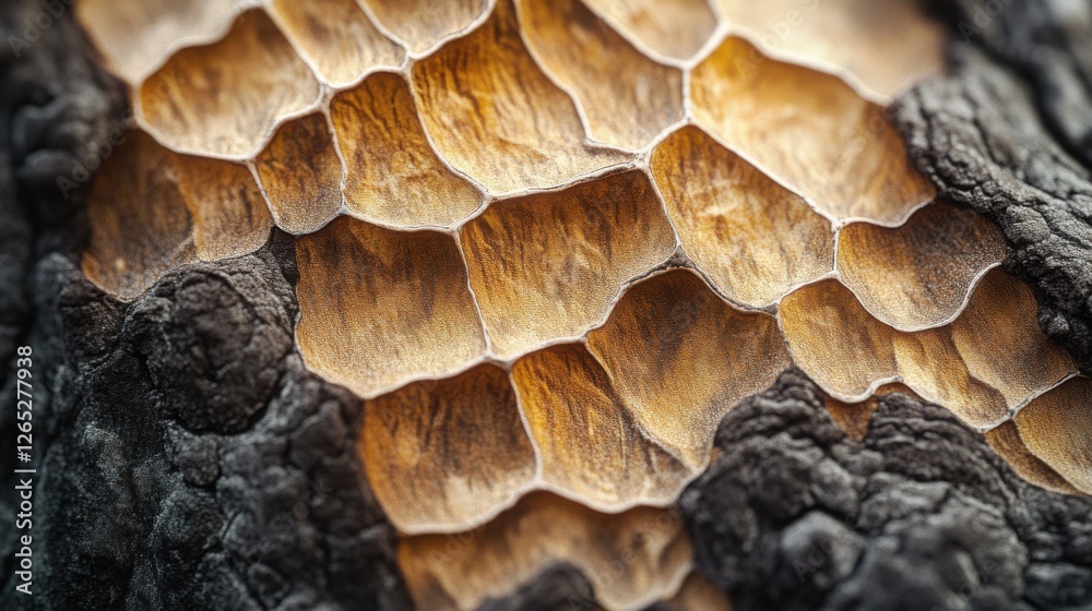 Textured surface resembling scales on a tree bark found in a forest during daylight hours, showcasing natural patterns and colors Textured surface resembling scales on a tree bark found in a forest during daylight hours, showcasing natural patterns and colors
