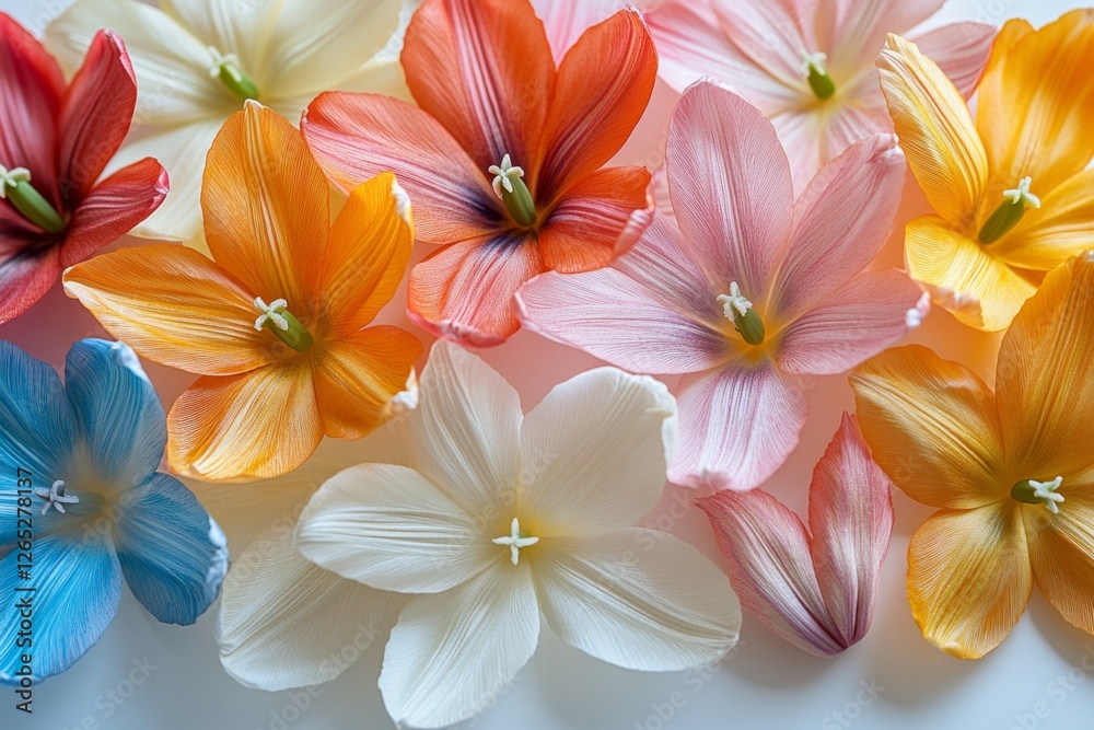 Fototapeta premium Bright pastel flowers in full bloom with soft petals