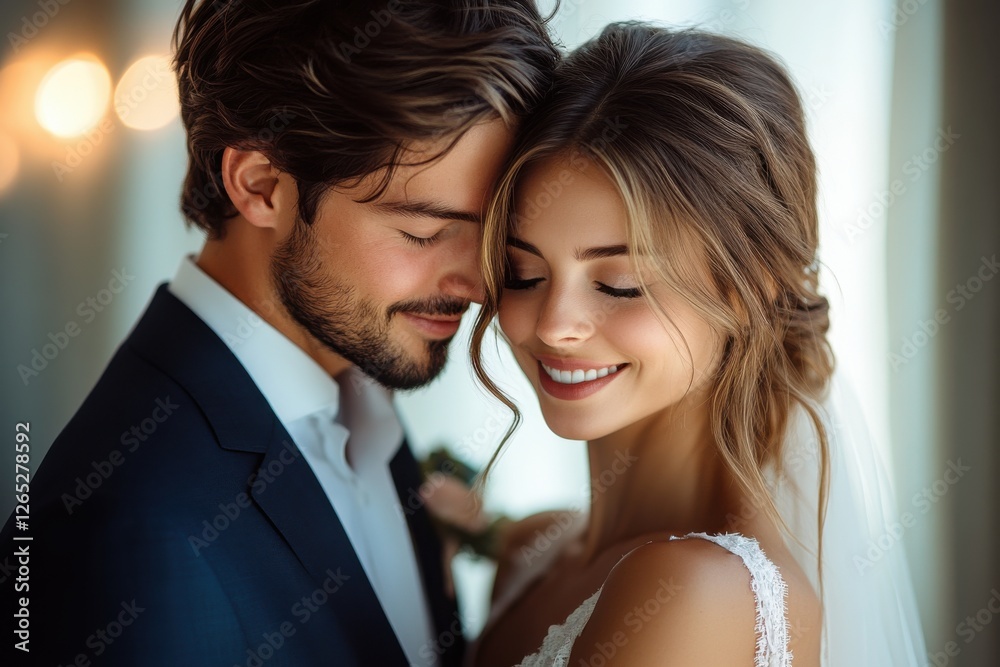 Couple shares an intimate moment during a wedding ceremony, highlighting love and connection in a softly lit venue Couple shares an intimate moment during a wedding ceremony, highlighting love and connection in a softly lit venue